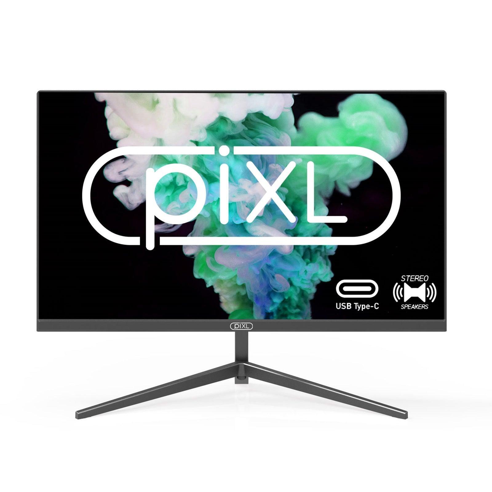 piXL PX24IPUHDS 24 Inch Frameless IPS Monitor, Widescreen LCD Panel, 5ms Response Time, 75Hz Refresh Rate, Full HD 1920 x 1080, HDMI, Display Port, USB-C, Speakers 16.7 Million Colour Support, Black Finish-PCR Business Solutions Ltd